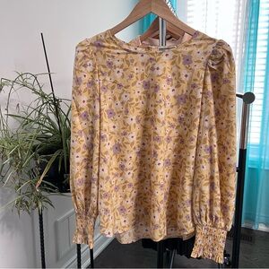 Pleione | NWT Floral Yellow Long-sleeves Blouse Medium